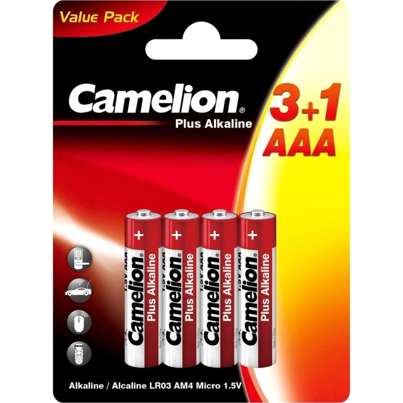 Батарейка Camelion Plus Alkaline 3+1 LR03 (3+1LR03-BP,1.5В) 4шт/бл