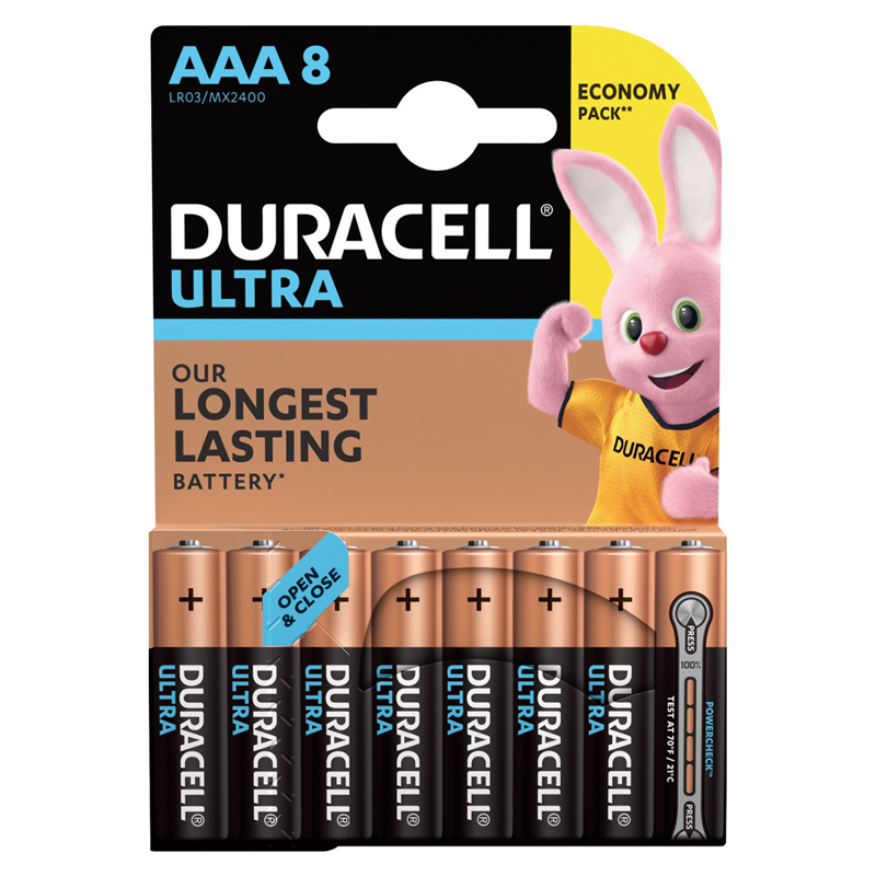 Батарейка Duracell UltraPower AAA (LR03) алкалиновая, 8BL