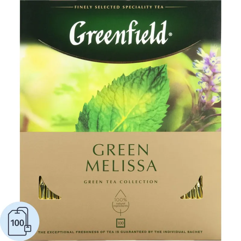 Чай Greenfield Green Melissa зеленый фольгир.100пак/уп Чай Greenfield Green Melissa зеленый фольгир.100пак/уп