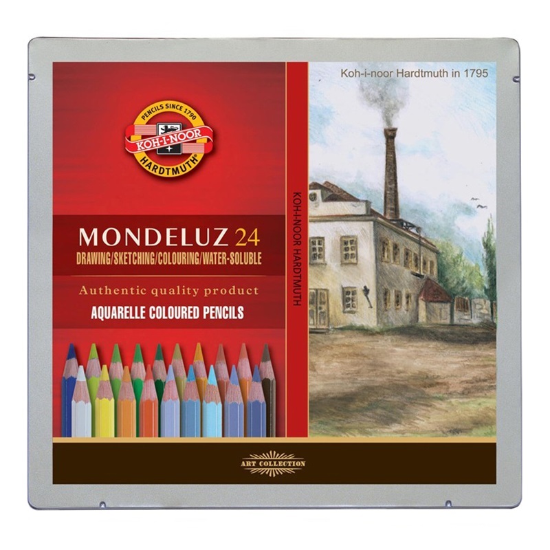 Карандаши акварельные Koh-I-Noor "Mondeluz Landscape 3724" 24цв., заточен., метал. пенал