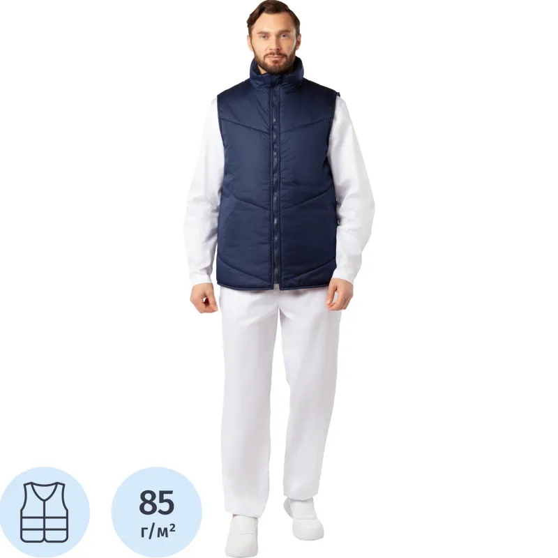 Жилет для пищевого производства у17-ЖЛ ХАССП внешний синий дюспо утеплённый (размер 104-108 (52-54), рост 182-188)