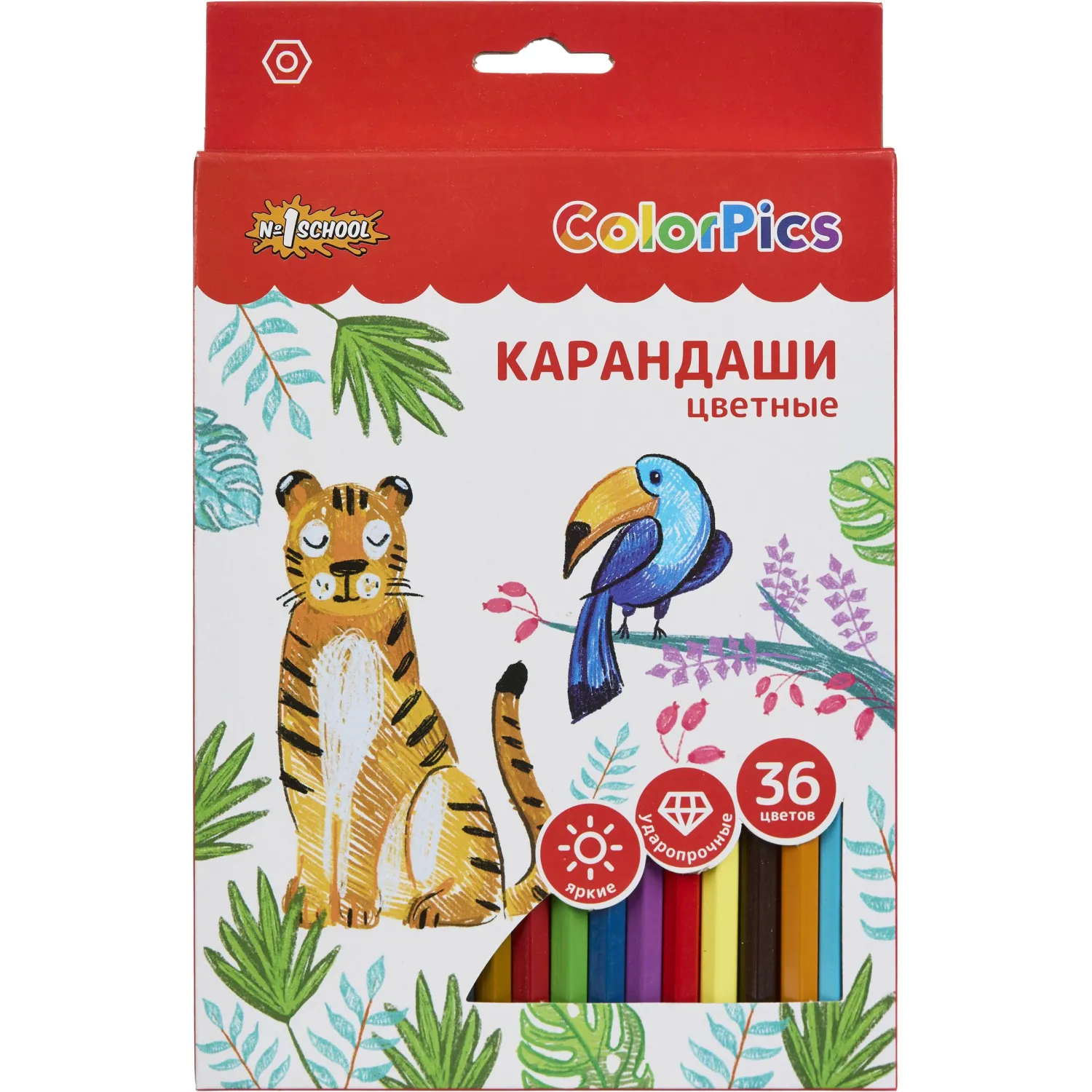 Карандаши цветные №1 School ColorPics 36 цветов шестигранные