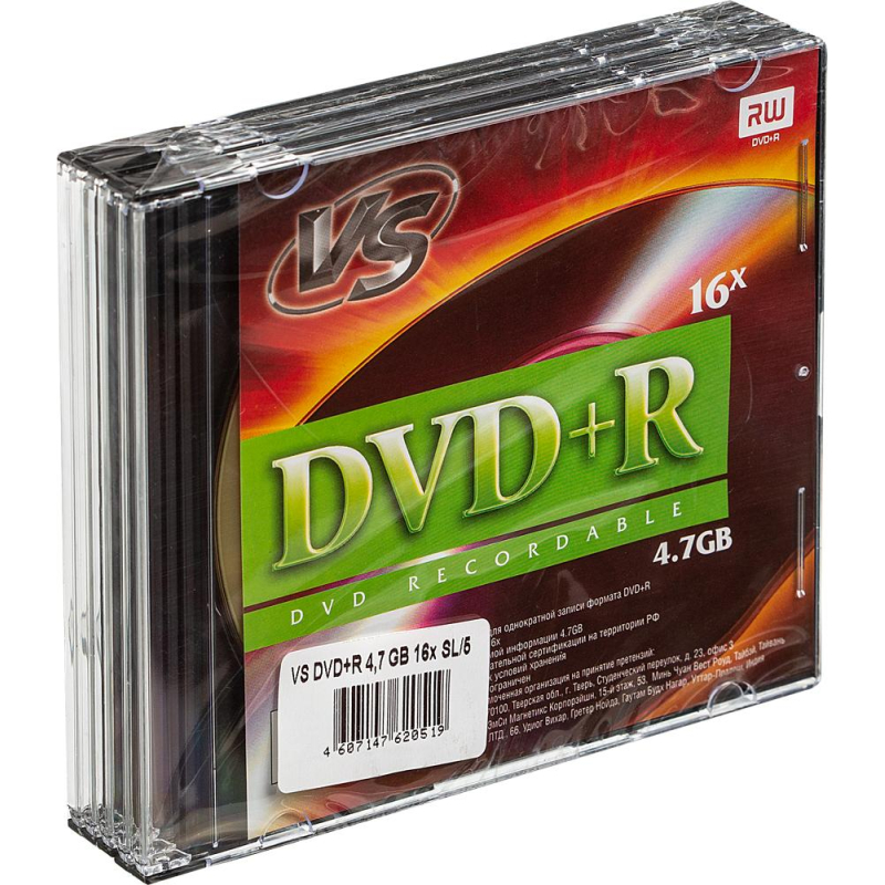 Носители информации VS DVD+R 4,7GB 16x SL/5