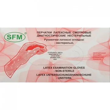 Мед.смотров. перчатки латекс. нестер. н/о текстурир. SFM (S) 50пар/уп