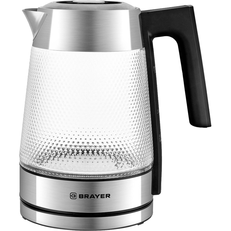 Чайник BRAYER 1079BR,электрический,2200Вт,1,8л,стекл.корп, управ. на ручке