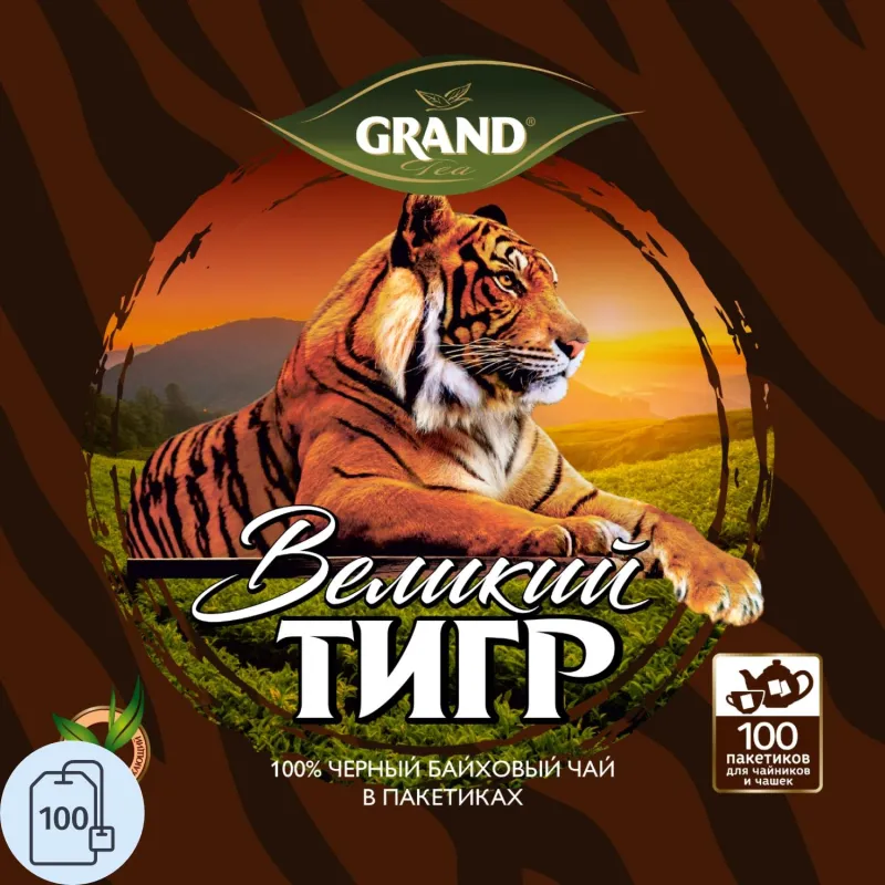 Чай Великий Тигр Отборный черный, 100 пакетиков Чай Великий Тигр Отборный черный, 100 пакетиков