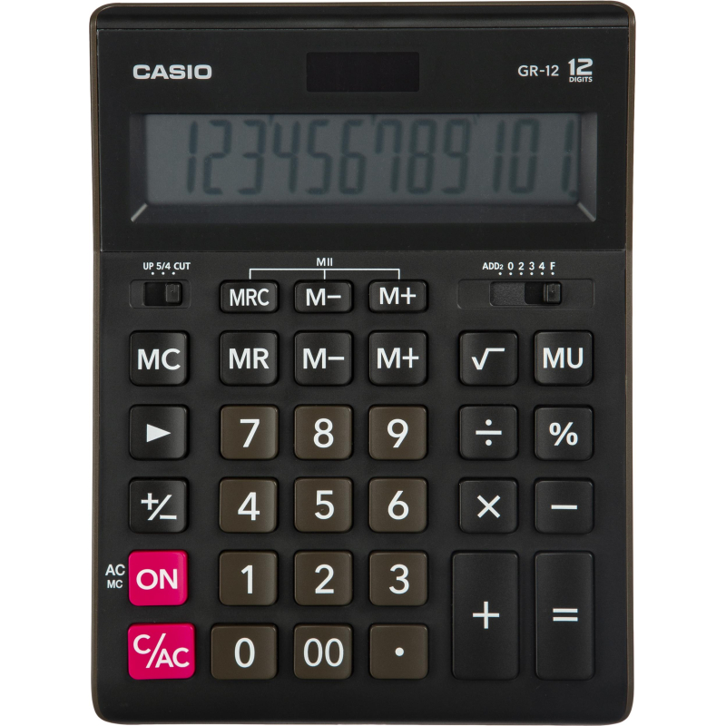 Калькулятор Casio бухг. GR-12 12 разряд. DP черный