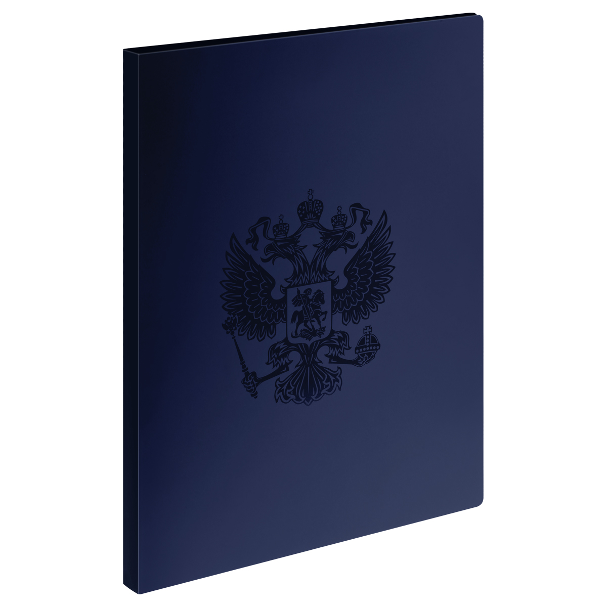 Папка на 4 кольцах СТАММ "Герб" А4, 40мм, 700мкм, пластик, сапфир