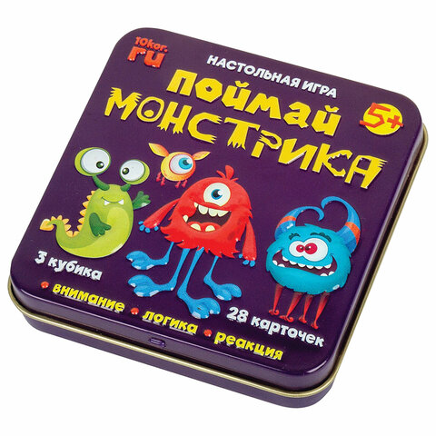 Игра настольная "Поймай монстрика", жестяная коробочка, 10 КОРОЛЕВСТВО, 03527