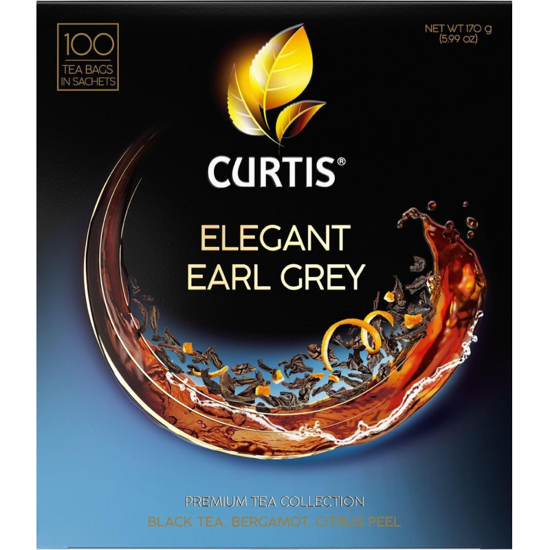 Чай Curtis Elegant Earl Grey черный с бергамотом и цедрой цитрусовых 100 пакетиков