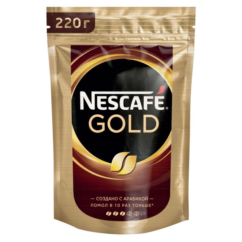 Кофе Nescafe Gold,растворимый,пакет, 220г