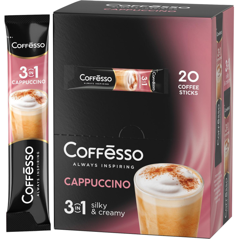 Кофе порционный растворимый Coffesso Cappuccino 3в1 20 пакетиков по 15 г