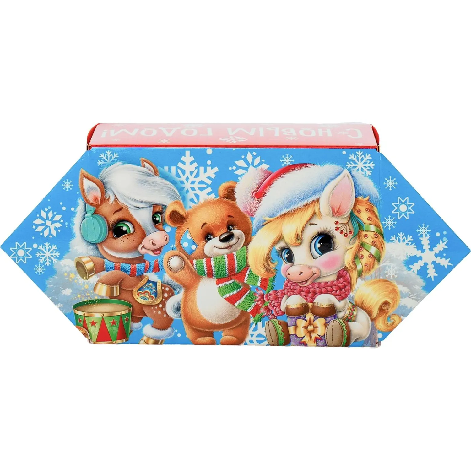 Новогодний сладкий подарок Праздник с мишкой Картон 200 грамм, K031