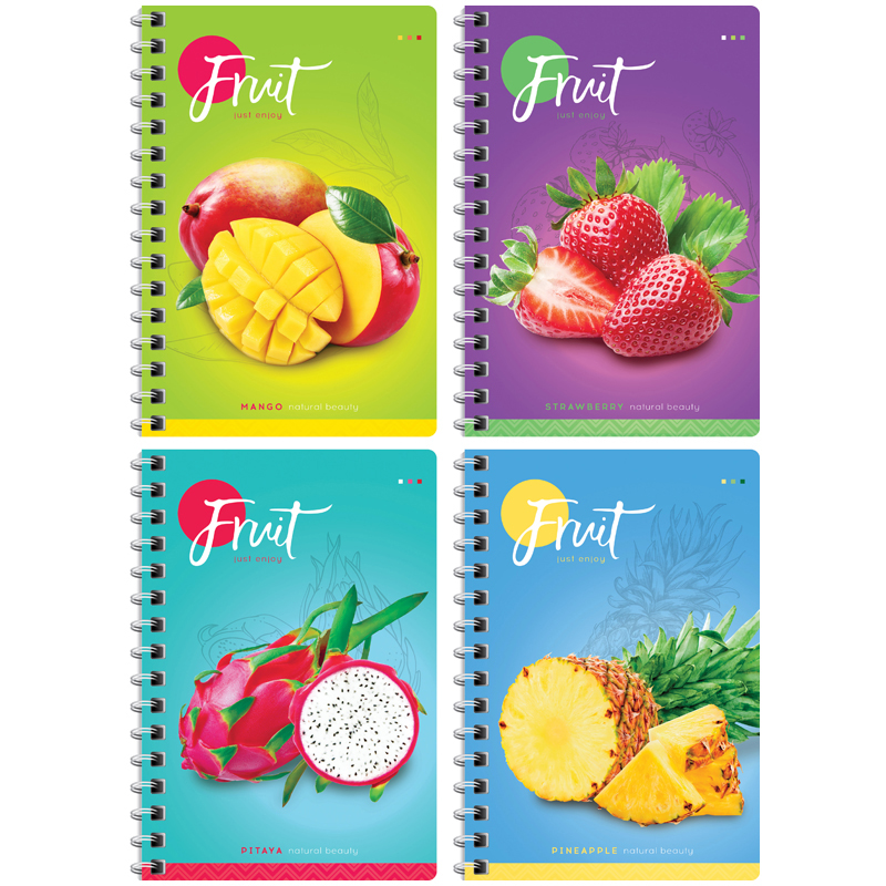 Записная книжка А6 80л. на гребне "Фрукты. Colorful fruits"