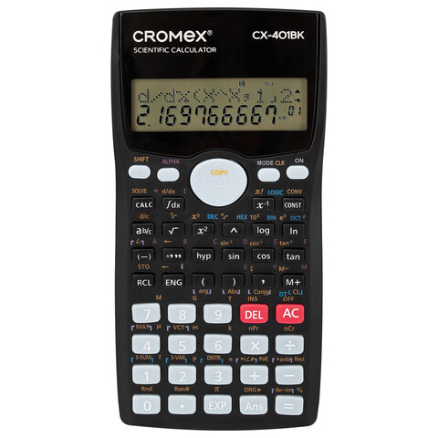Калькулятор инженерный CROMEX (КРОМЕКС) CX-401BK (155х80 мм), 401 функция, 10+2 разрядов, черный, 273833