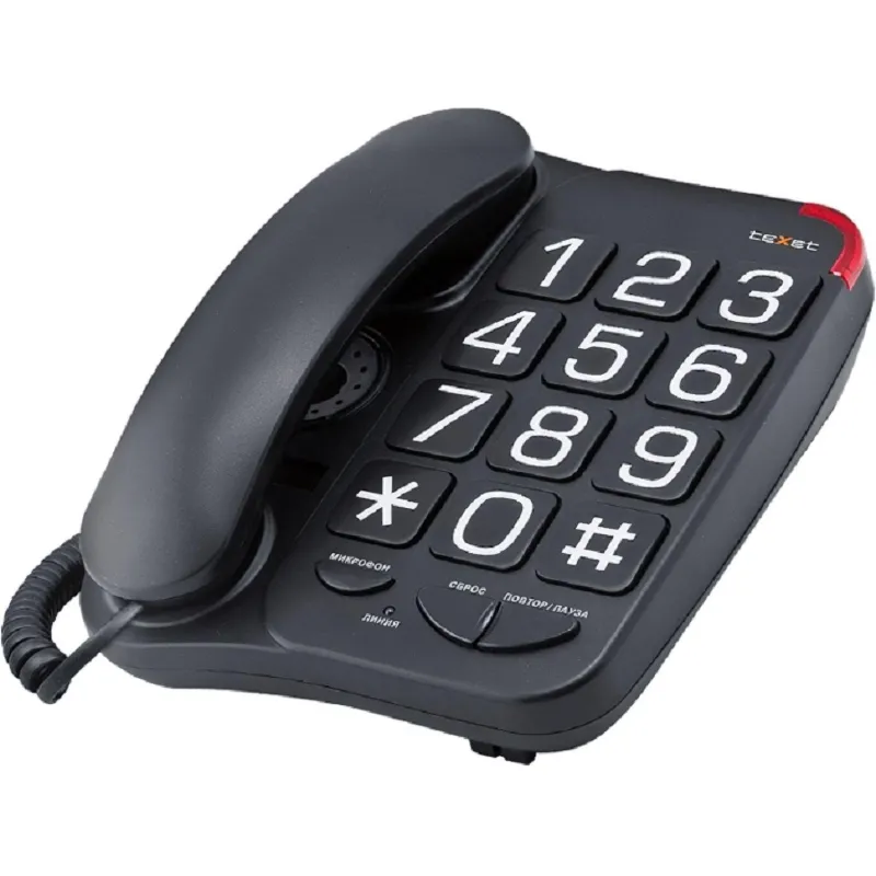 Телефон проводной teXet TX-201 черный