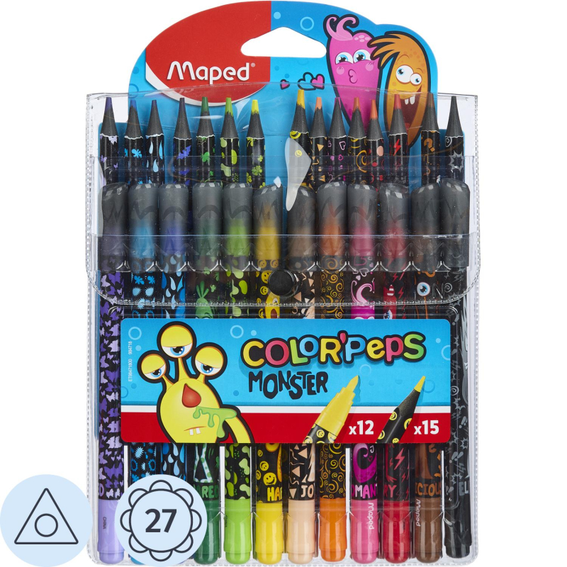 Набор для рисования Maped COLOR'PEPS MONSTER:12 флом,15 пласт.цв.кар,984718