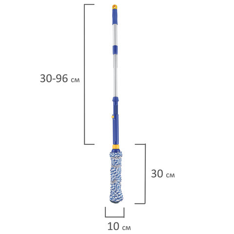 Швабра самоотжимная, скручивающийся отжим, МОП из микрофибры, телескопический черенок 96 см, LAIMA,