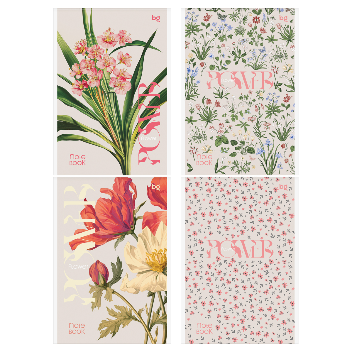 Блокнот А5 80л., на скрепке BG "Цветы"