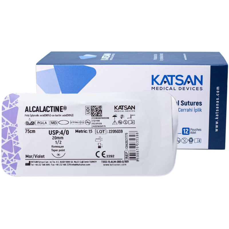 Шовный материал ALCALACTINE 4/0  20  1/2 TAPER POINT кол. 75 см уп/12 шт