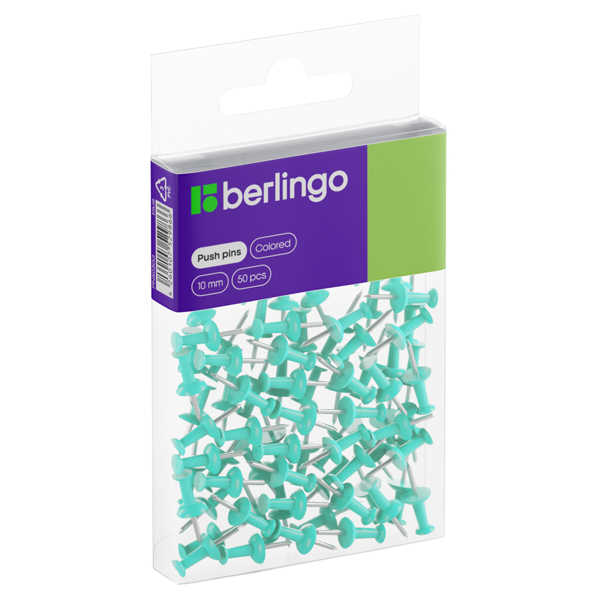 Кнопки силовые Berlingo, 50шт., цветные, ПВХ упак., европодвес, голубые