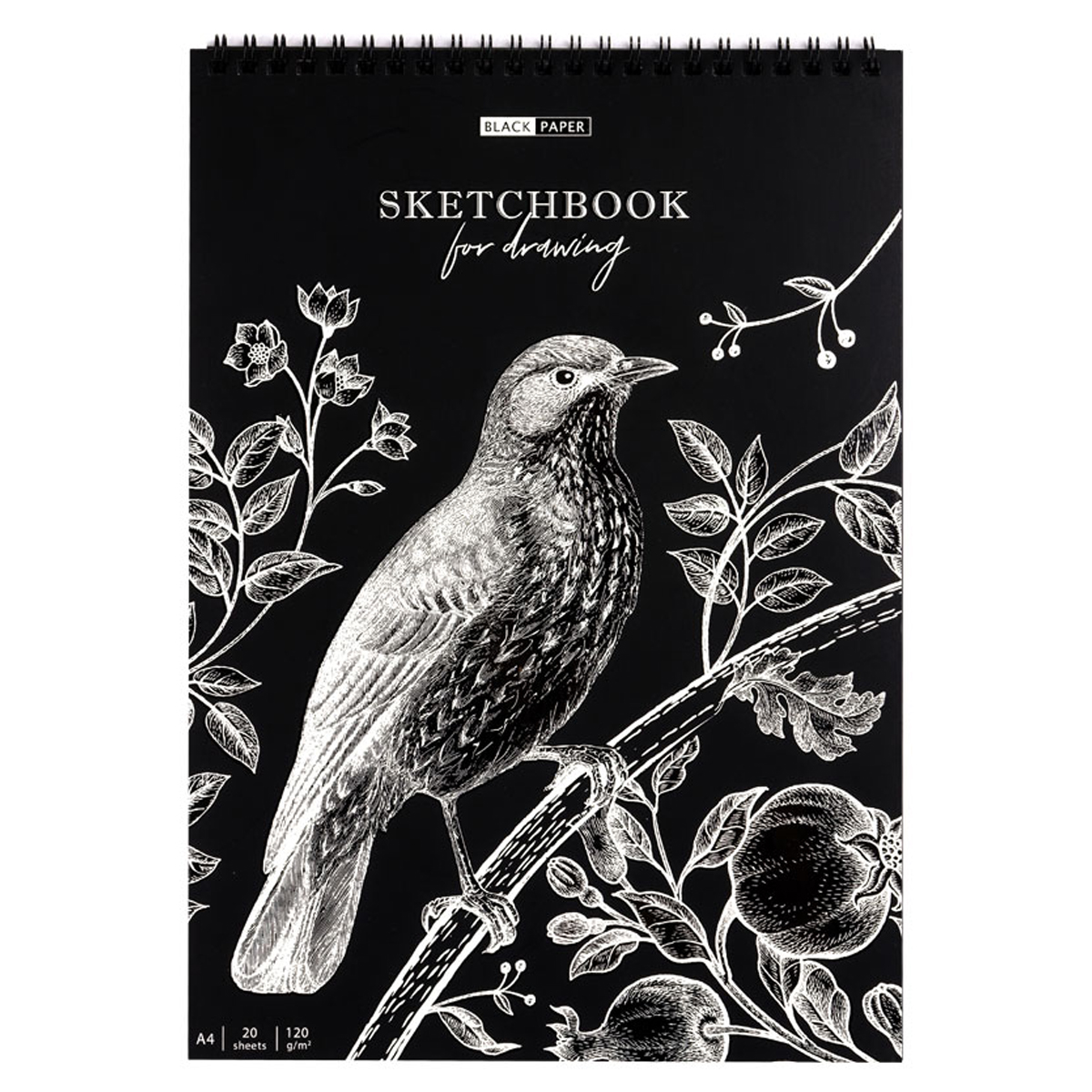 Скетчбук 20л., А4 ArtSpace "Black line. Bird", на гребне, 120г/м2, черный блок Скетчбук 20л., А4 ArtSpace "Black line. Bird", на гребне, 120г/м2, черный блок