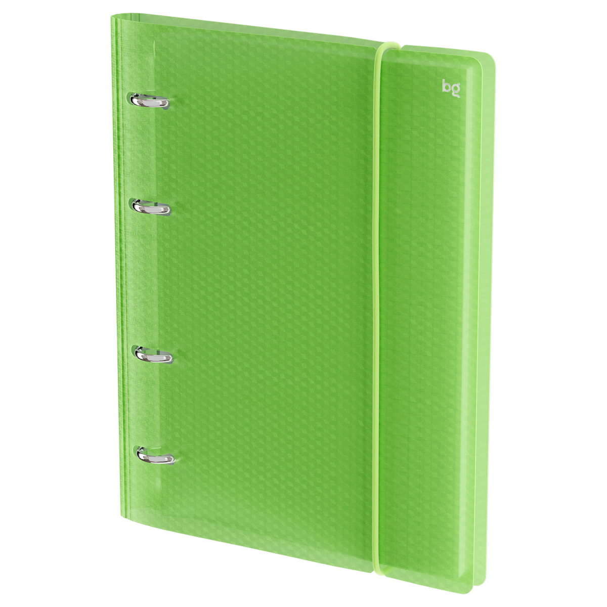 Тетрадь на кольцах А5, 120л., BG "Neon", пластиковая обложка, салатовый, с резинкой