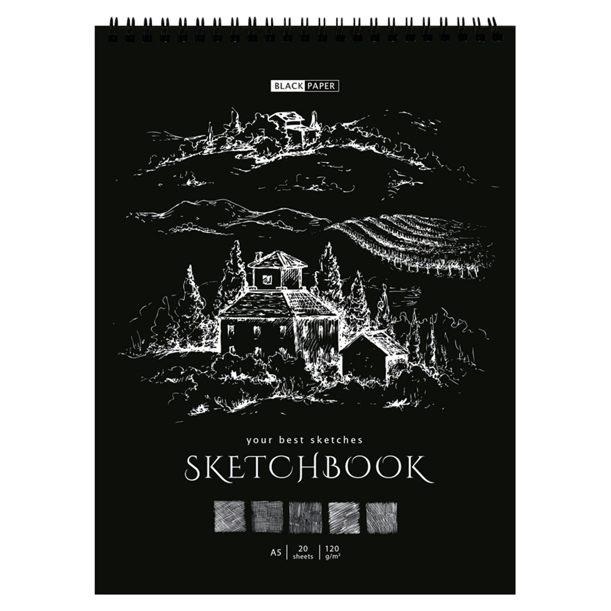 Скетчбук 20л., А5 ArtSpace "Black line. House", на гребне, 120г/м2, черный блок Скетчбук 20л., А5 ArtSpace "Black line. House", на гребне, 120г/м2, черный блок