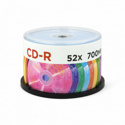 Диски CD-R MIREX Random Color, 700 Мб, 48x, Cake Box (упаковка на шпиле), КОМПЛЕКТ 50 шт., цветные, UL120009A8B