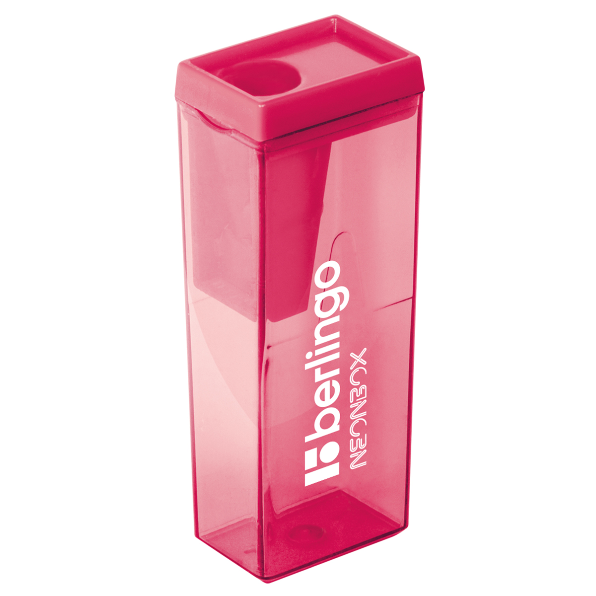 Точилка пластиковая Berlingo "NeonBox", 1 отверстие, контейнер, ассорти