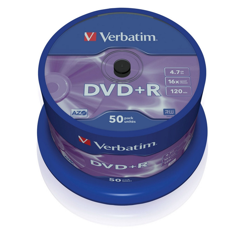 Носители информации Verbatim DVD+R 4,7Gb 16х Cake/50 43550