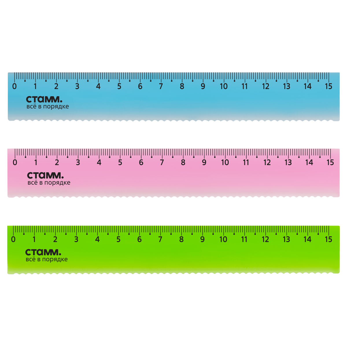 Линейка 15см СТАММ, пластиковая, полусфера, неоновые цвета, ассорти, европодвес