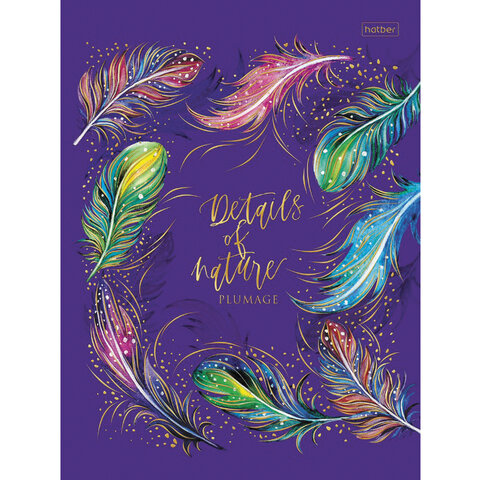 Блокнот А5 (167х216 мм), 80 л., твердый, клетка, блок 5 цветов, 3D фольга, HATBER, "Природа", 80ББ5л