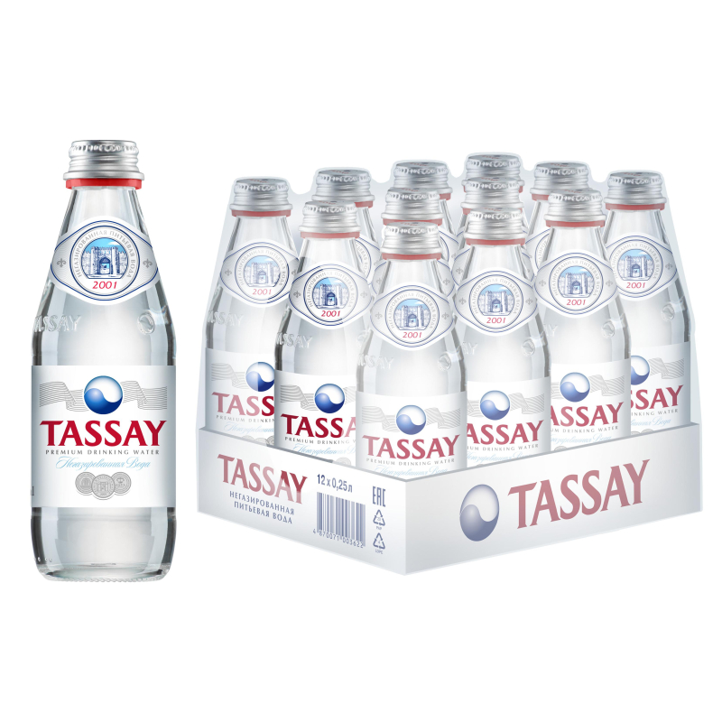 Вода TASSAY негазированная стекло 0,25 12шт/уп