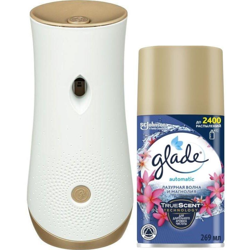 Автоматический освежитель воздуха Glade + сменный баллон Лазурная волна и магнолия 269 мл