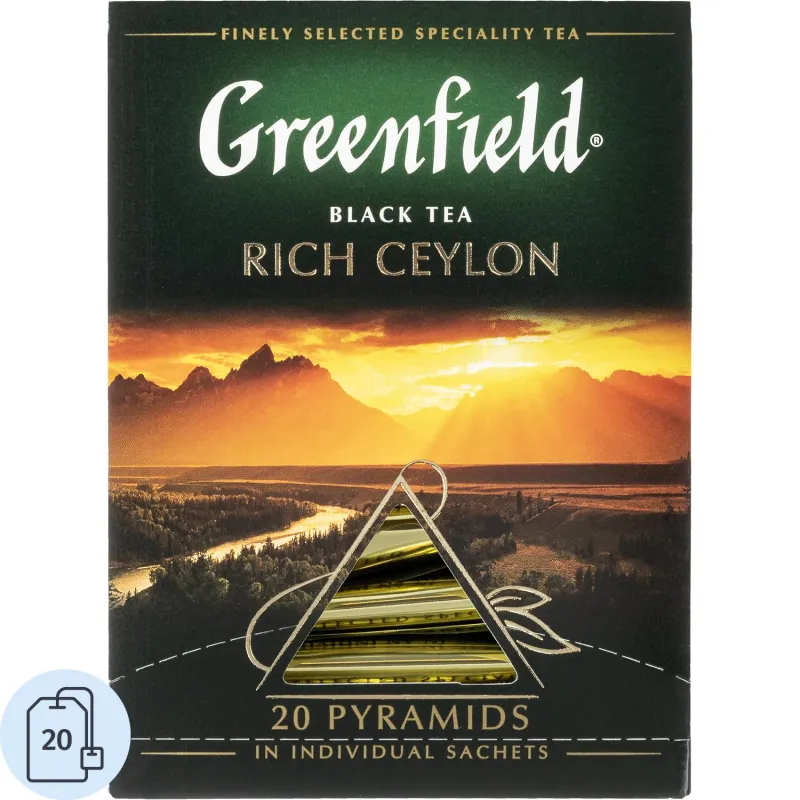 Чай Greenfield Rich Ceylon черн. пирамидки фольгир. 20 пак/уп