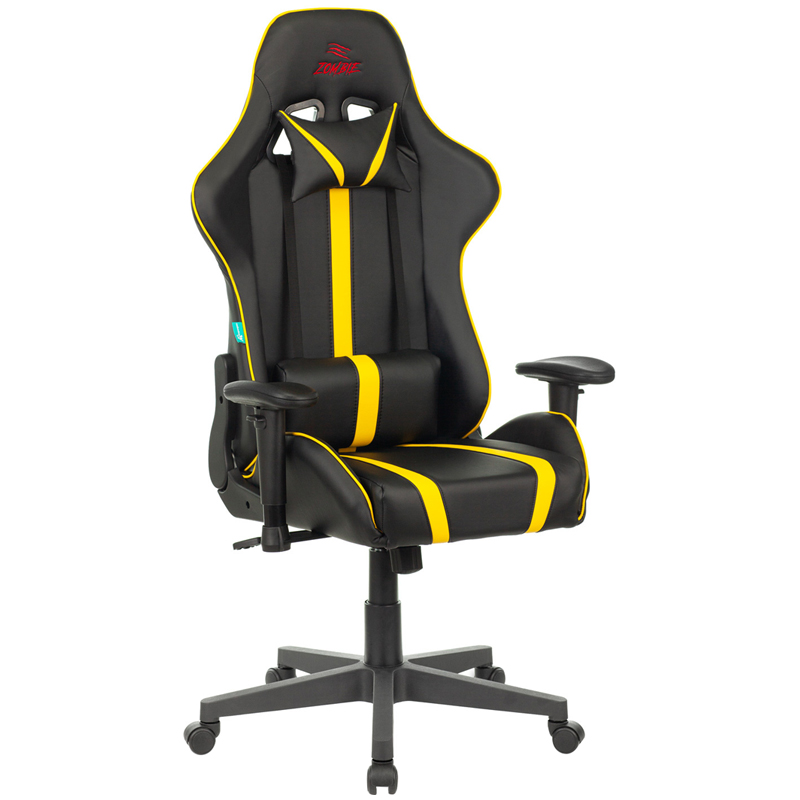Кресло игровое ZOMBIE VIKING ZOMBIE А4 YEL, PL, экокожа черный/желтый, реклайнер (до 150кг)
