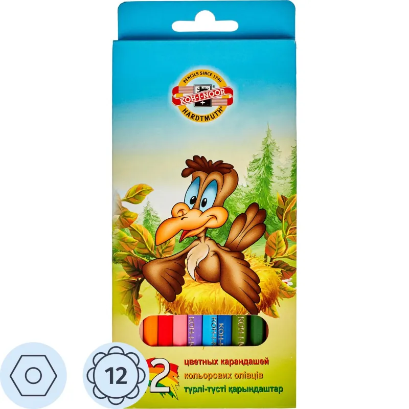 Карандаши цветные Карандаши цветные 12цв 6-гран Koh-I-Noor 3352