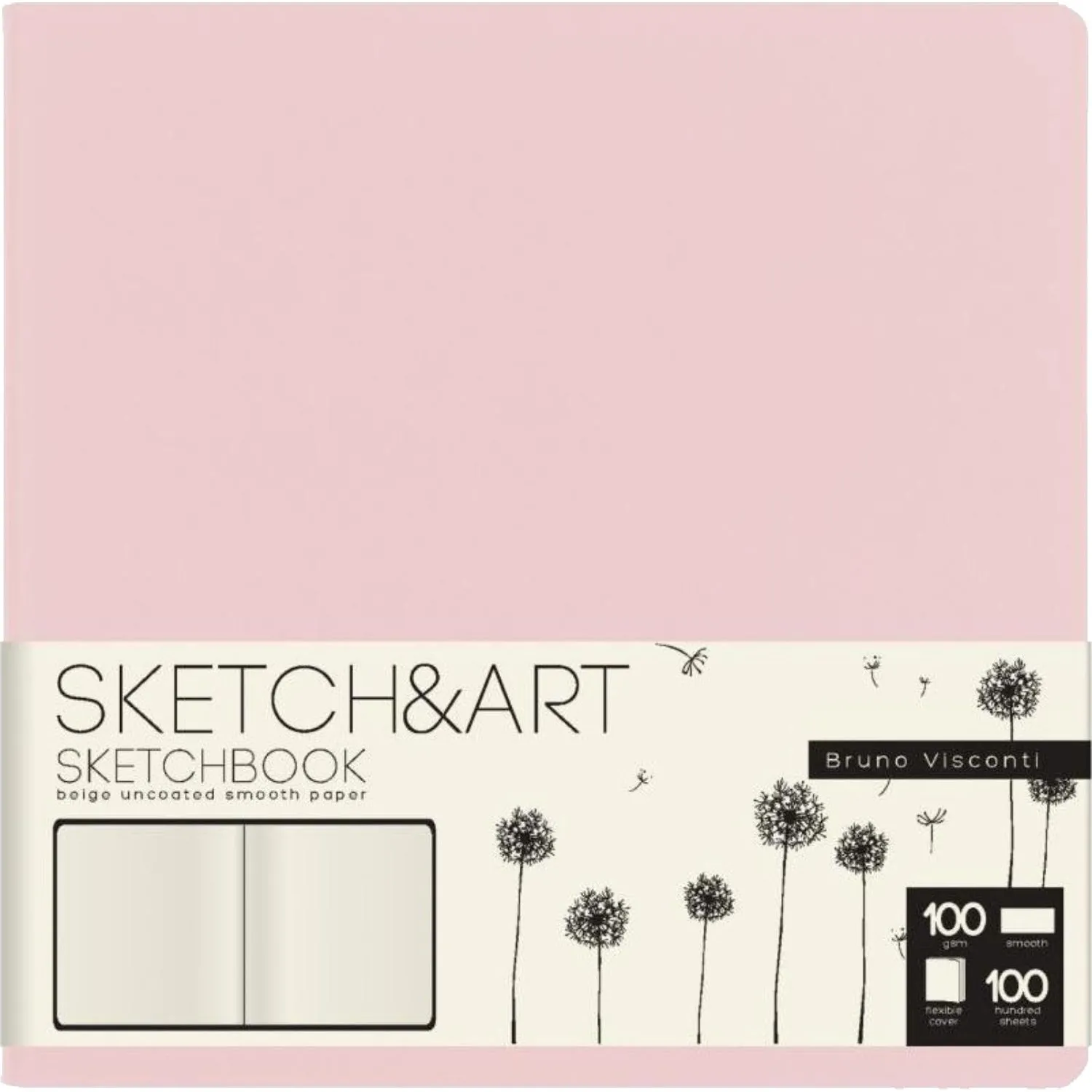 Скетчбук S&A ZEFIR 145х145 100л БЕЖ 100г книж.перепл.мягк.розовый 1-506/04