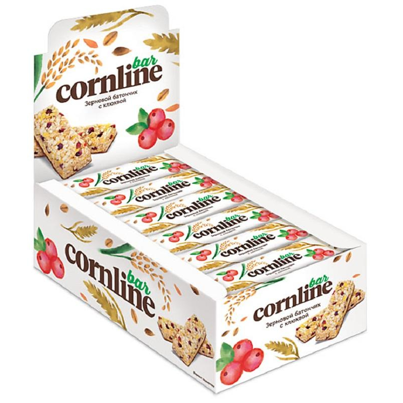 Батончик Cornline из цел. злаков клюква, 30гх18шт/уп (ВК246)