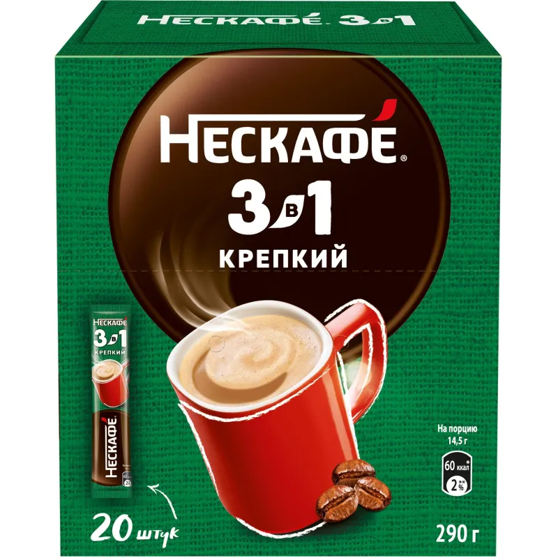 Кофе Nescafe 3 в 1 крепкий раств., шоу-бокс, 20штx14,5г