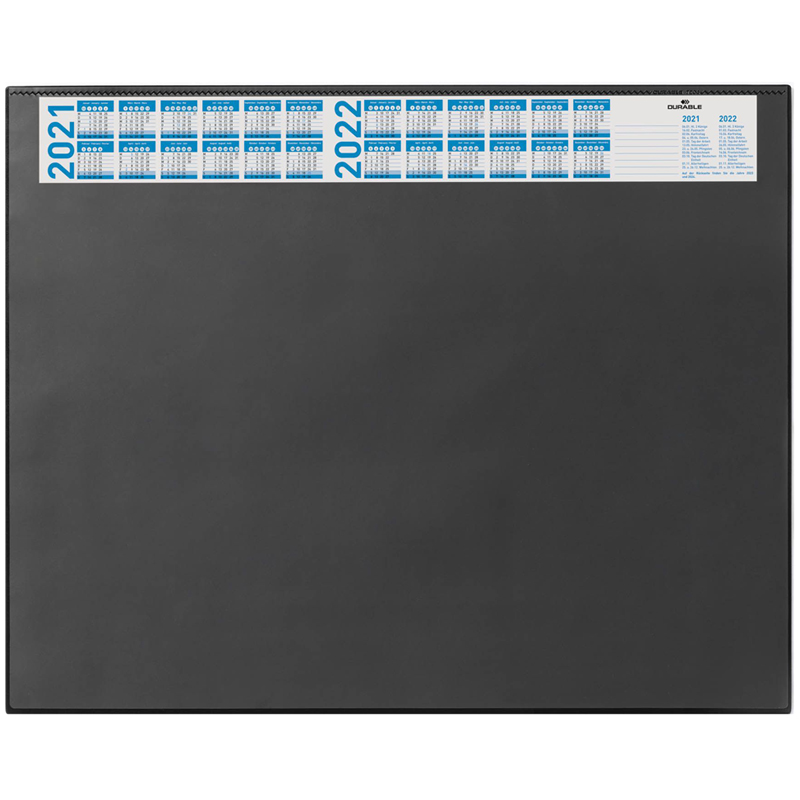 Настольное покрытие Durable, 52*65см, с календарем на 4 года и прозрачным верхним листом, черное