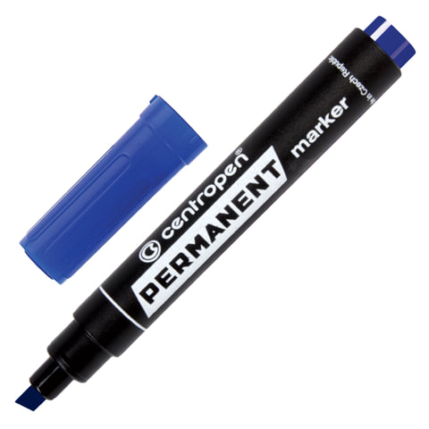 Маркер перманентный CENTROPEN 8576, СИНИЙ, скошенный наконечник, 1-4,6 мм, 5 8576 0106
