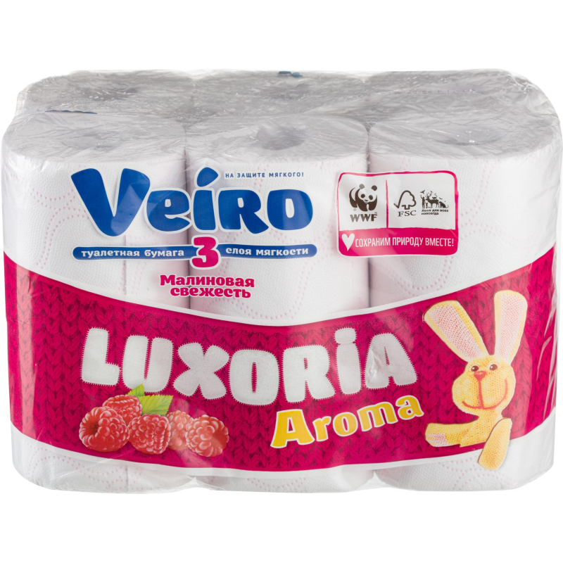 Бумага туалетная Veiro Luxoria 3сл бел цел втул 17м 12рул/уп 5с312