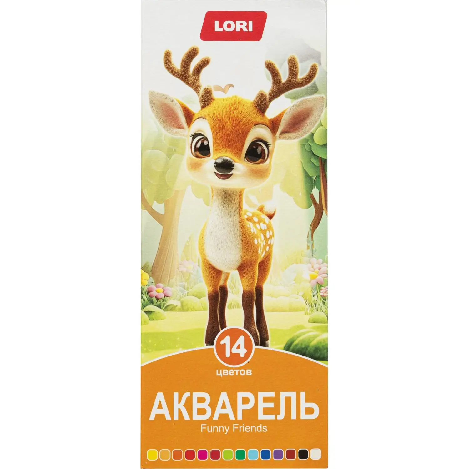 Краски акварельные Lori Funny Friends 14 цветов