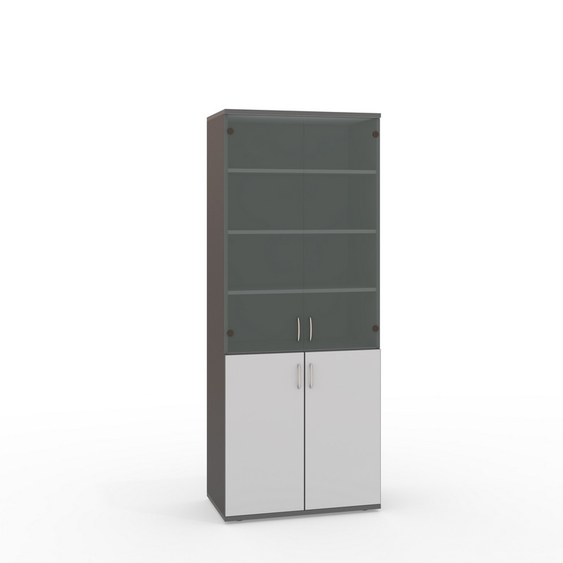 Мебель SH_Стратегия Шкаф со стеклом выс.S75 (51821) серый