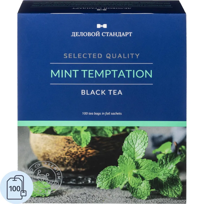 Чай Деловой Стандарт Mint temptation черный с мятой 100 пакетиков