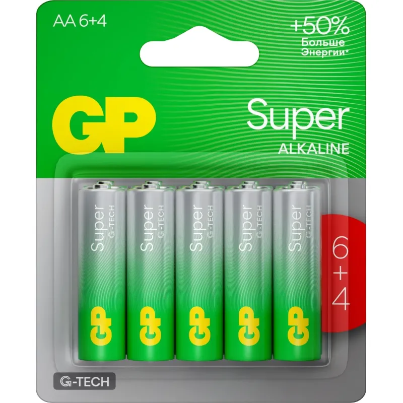 Батарейки AA пальчиковые GP Super (10 штук в упаковке)