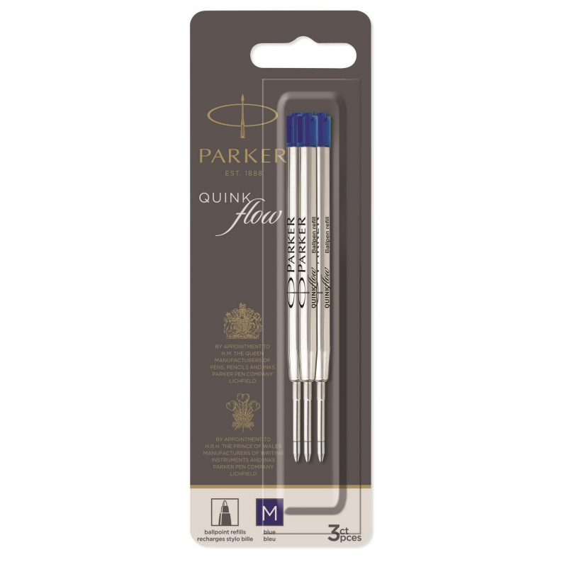 Стержень шариковый ручки Quink Flow, 1мм, синий, 3 шт 2119152