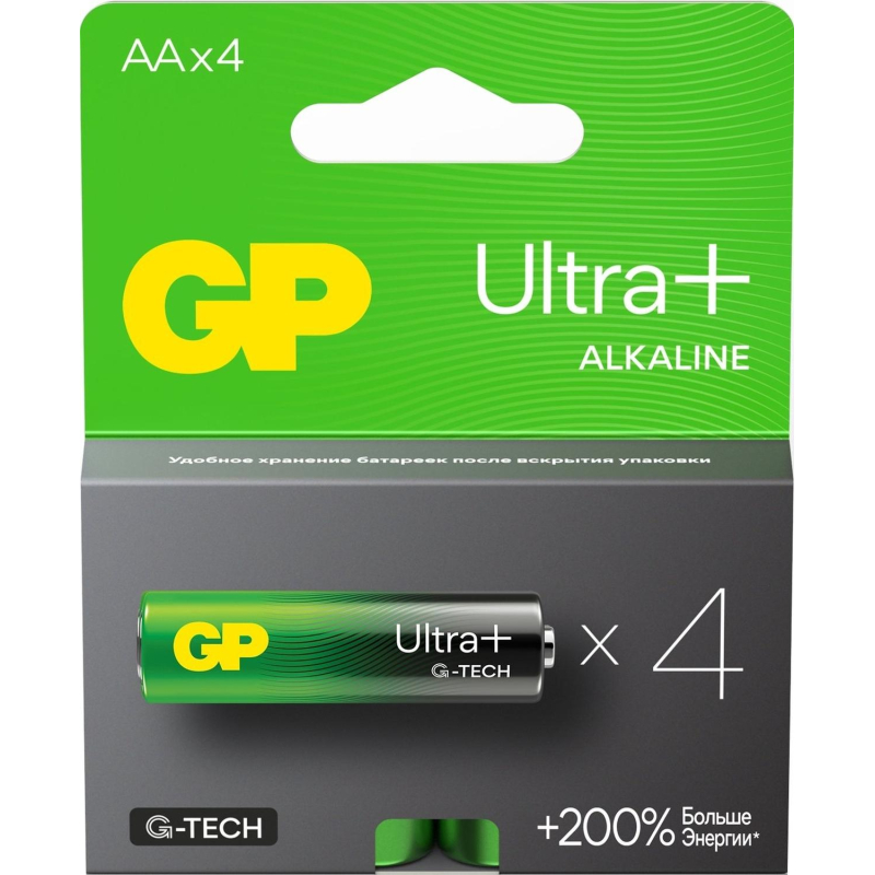 Батарейка GP Ultra+ Alkaline LR6 (АА), 4шт/уп (15AUPA21-2CRSB4)